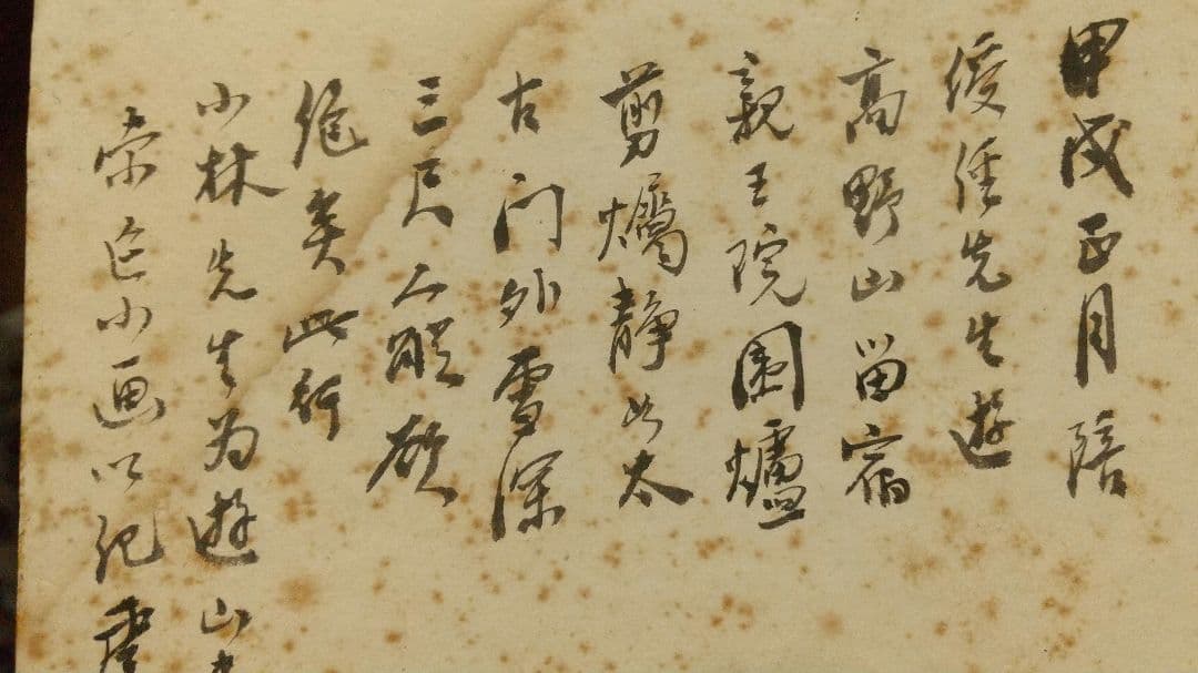 清国 中国 画家 楊无恙 肉筆画讃色紙 しみ目立つ