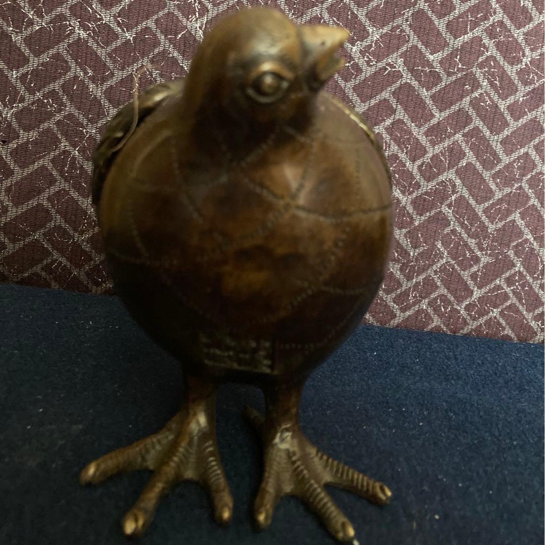 乾隆年製　銅製鶉香炉　唐物