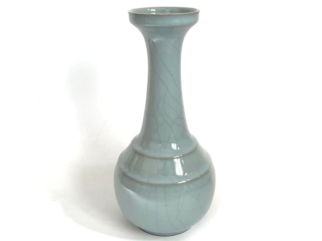 陶芸家　川瀬忍　青磁　花瓶　花入　中国写　中国古陶磁　箱なし