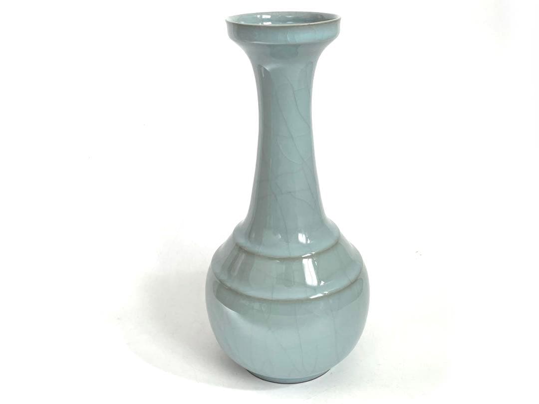 陶芸家　川瀬忍　青磁　花瓶　花入　中国写　中国古陶磁　箱なし