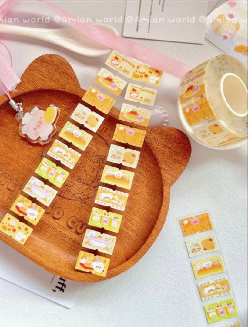 粉蓝幻想 面包日记 甜蜜记录 ラベラーシール 各500枚 4点セット