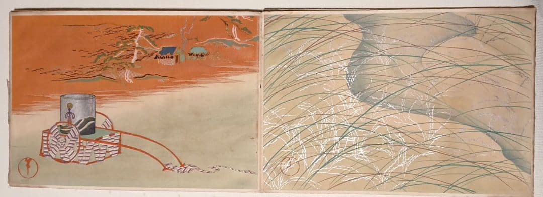 稀ちく佐壹琳派画家神坂雪佳の多色摺木版図案画帖30図案の内25図案入り明治32年