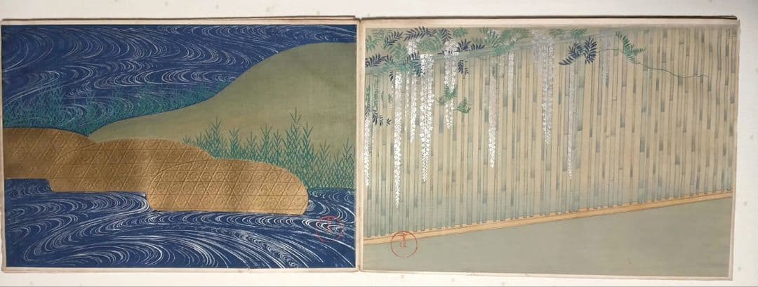 稀ちく佐壹琳派画家神坂雪佳の多色摺木版図案画帖30図案の内25図案入り明治32年