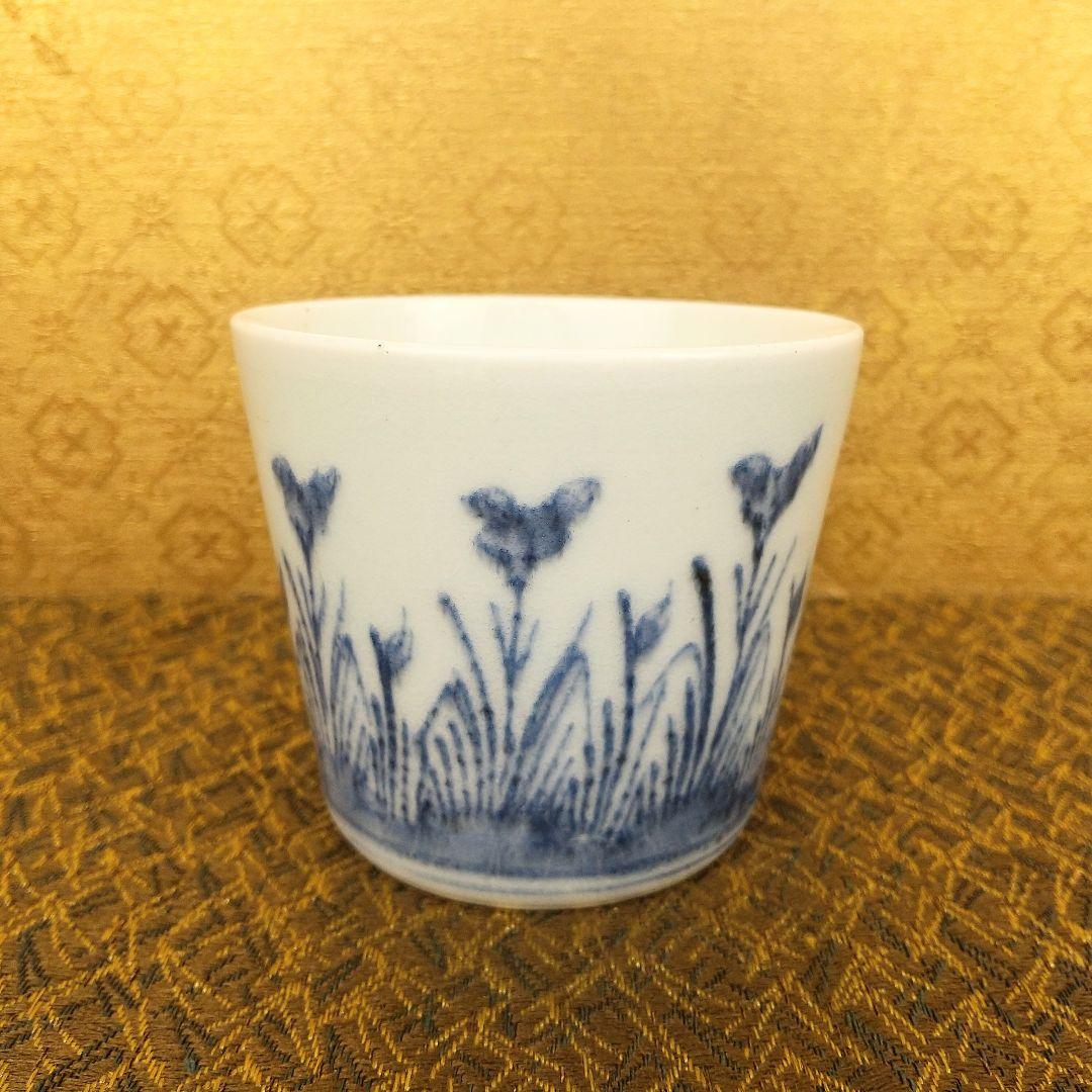 【お値下げしました！】古伊万里　そば猪口　染付　花文