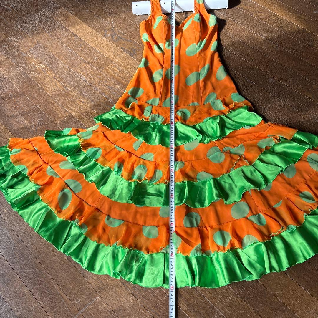 フラメンコドレス オレンジとグリーン