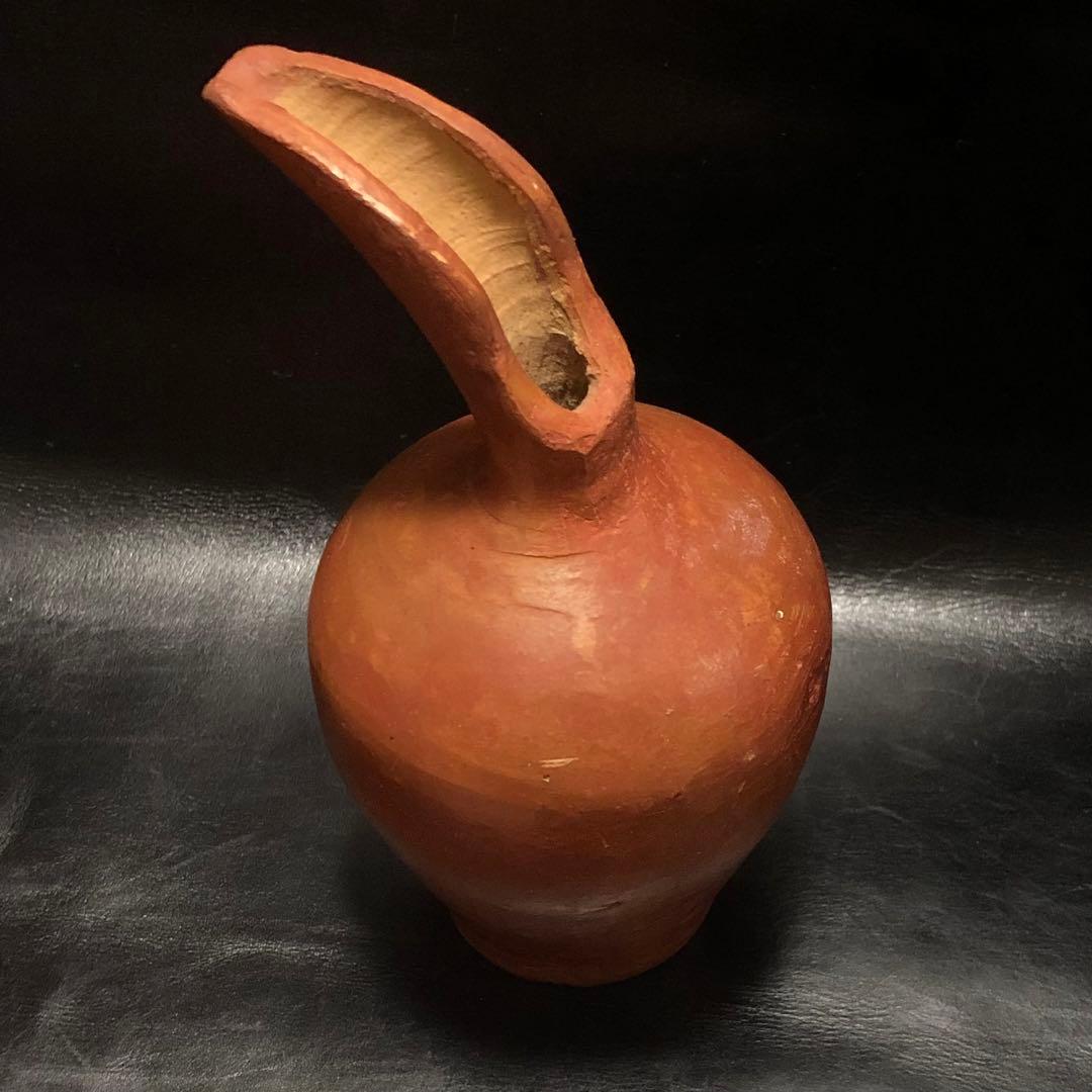 珍品◆蔵から謎の美しいシルエットの赤い壺、壷が出て来ました、水差し？茶道具？