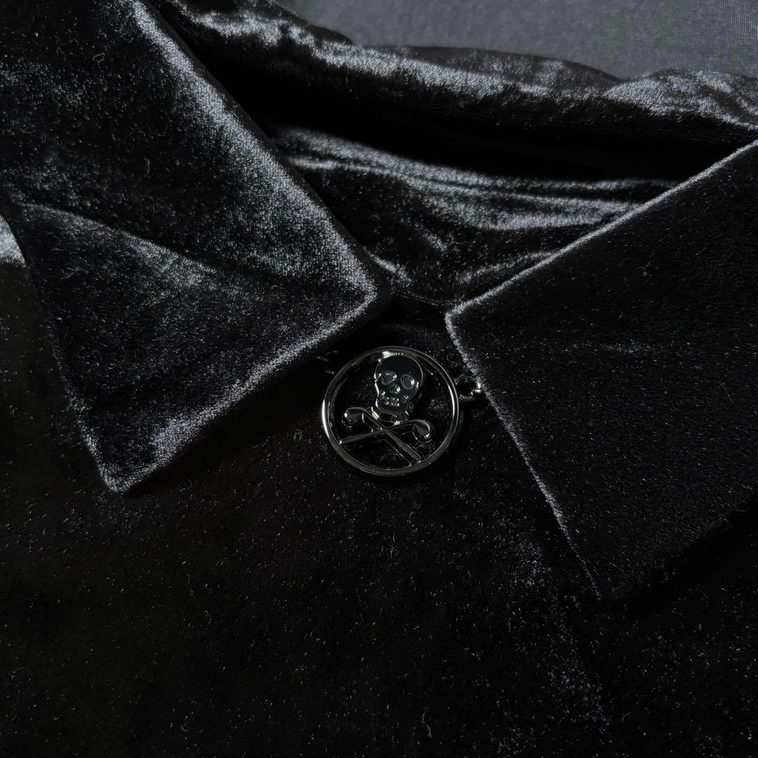 未使用タグ付き MARK&LONA ベロア シャツ チャーム付き 50/XL 黒