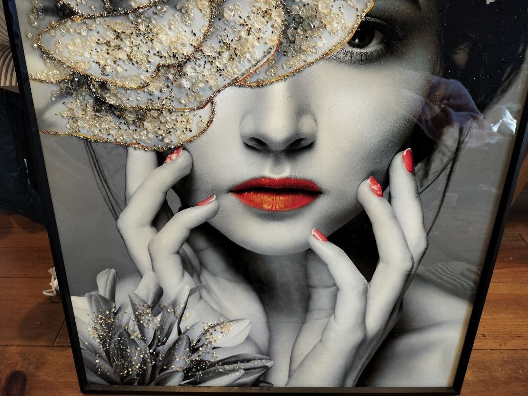 水晶アートパネル　水晶画　女性