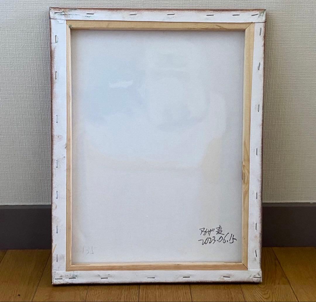 絵画。原画☆キャンバスF6【かわいい猫2匹とビールを飲みます】