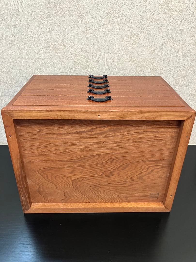 天然木、アクセサリーケース、宝石入れ、収納箱、インテリア、区切り変更可能、(大)