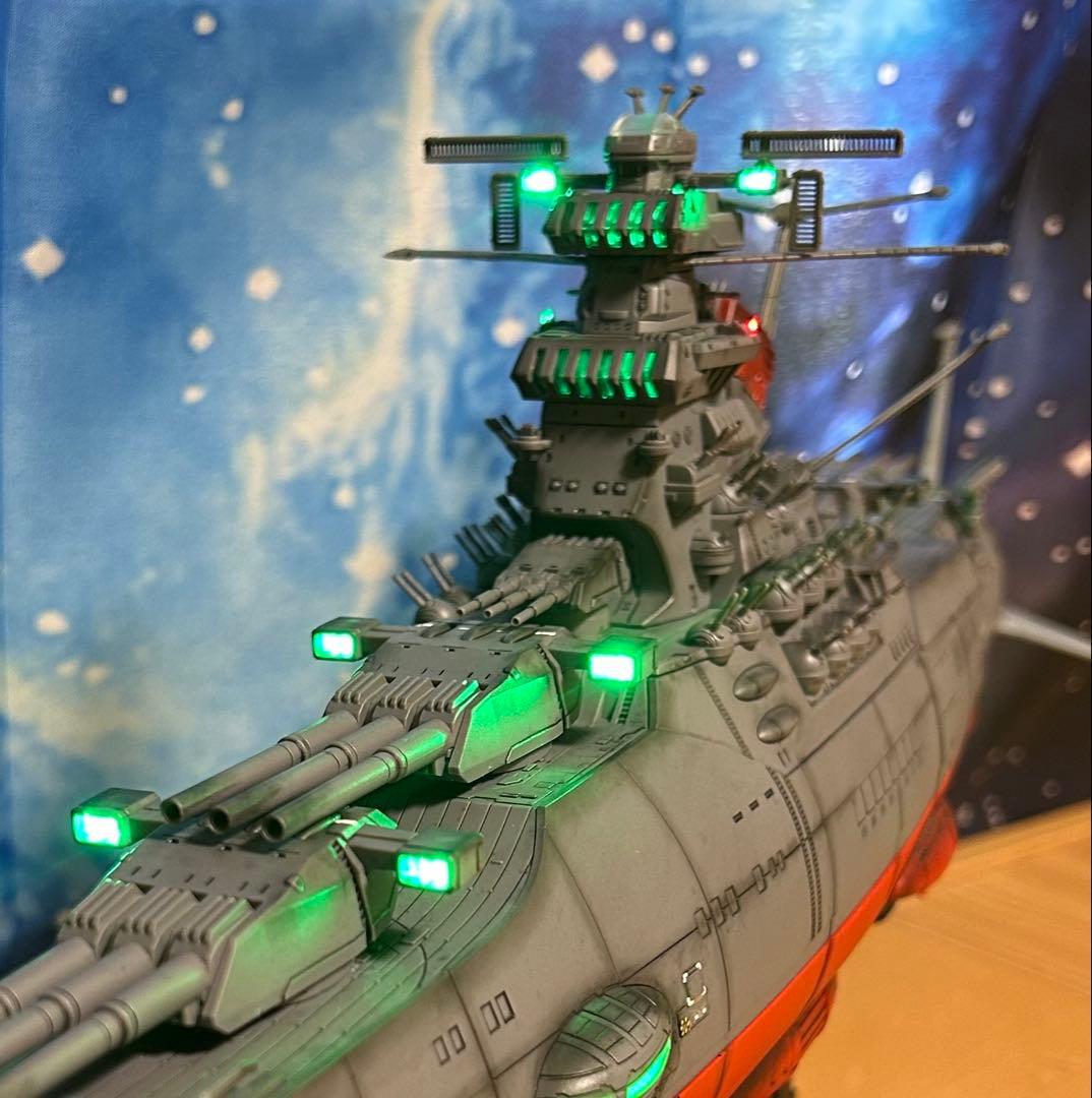 T*i様 宇宙戦艦ヤマト 1/500 フル電飾！完成品。墨入れ済みつや消し塗装済