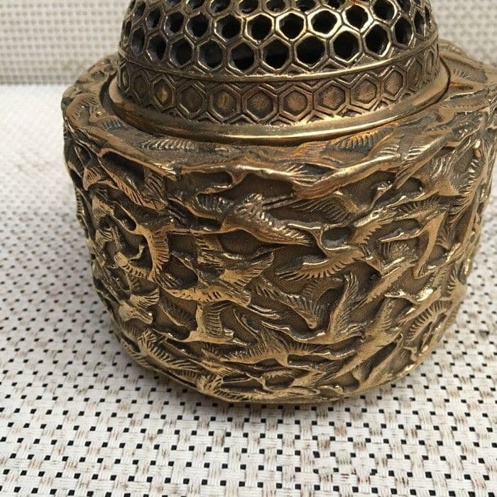 千鶴亀薫香炉 銅製 工芸品 美術品 置物