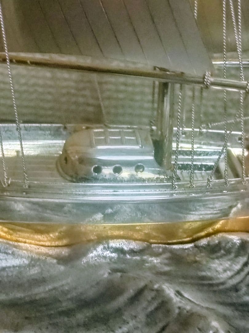 武比古作 SILVER 970 銀製ヨット 置物 ガラスケース付き シルバー製