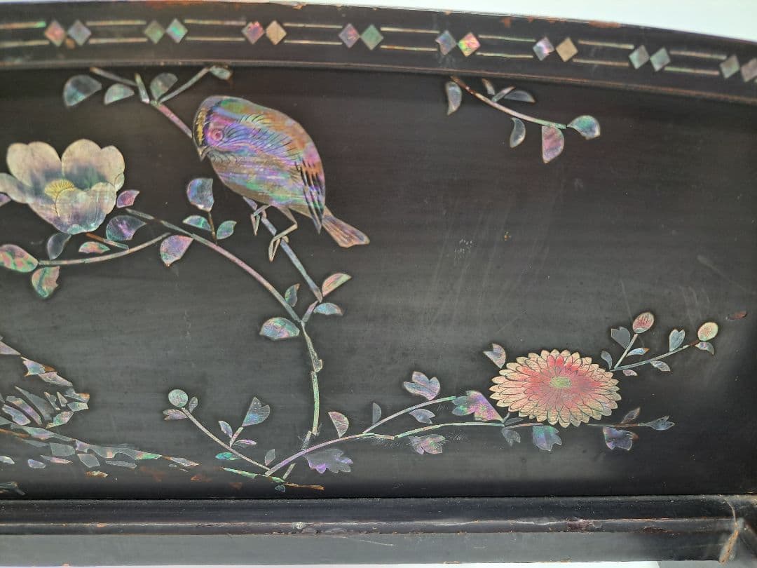 Y*タ様 時代名品 長崎螺鈿細工刀掛 木製漆塗刀掛け台 武具 時代物 極上品 日