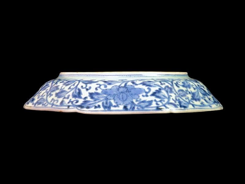 古伊万里　金襴手　毘沙門亀甲紋に花の図　八角６寸皿　江戸期N934AS-CYw