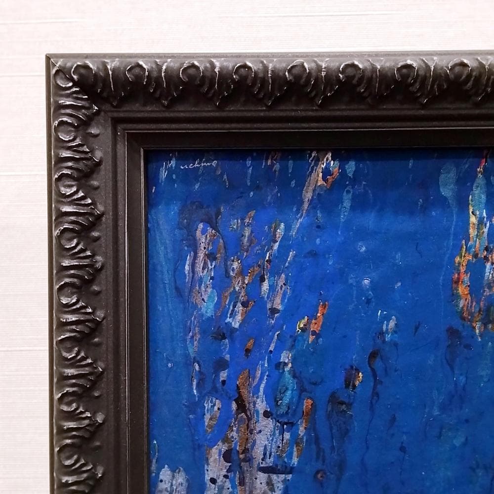 内野隆文　雨　絵画　抽象画　段ボールにアクリル　現代アート　額縁　真作