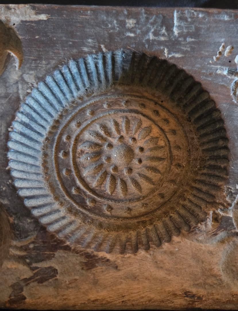 中国骨董品　　手彫り　 月餅　クッキー　木製型　木版