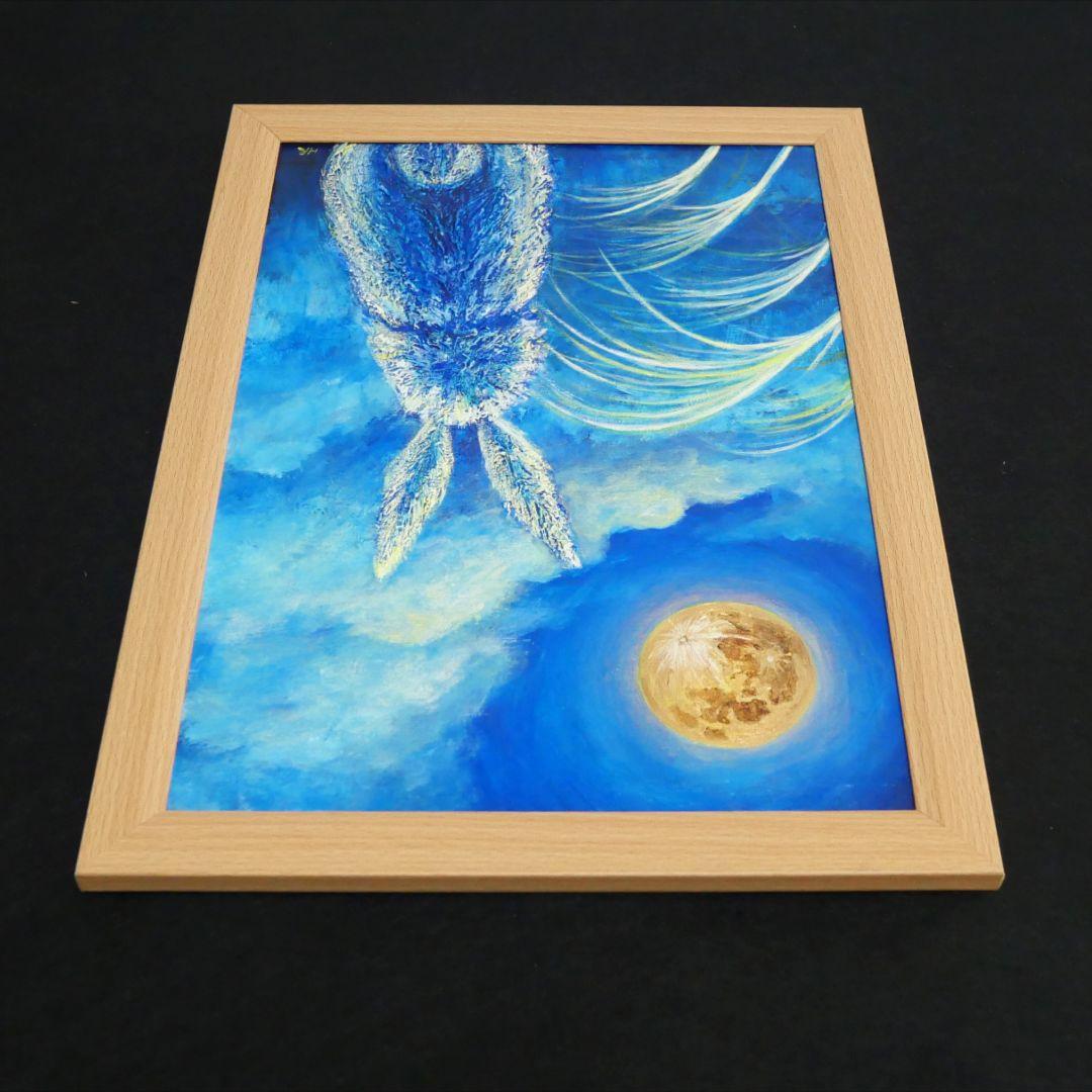 油絵 油彩 油彩画 絵 絵画【お月見うさぎ】