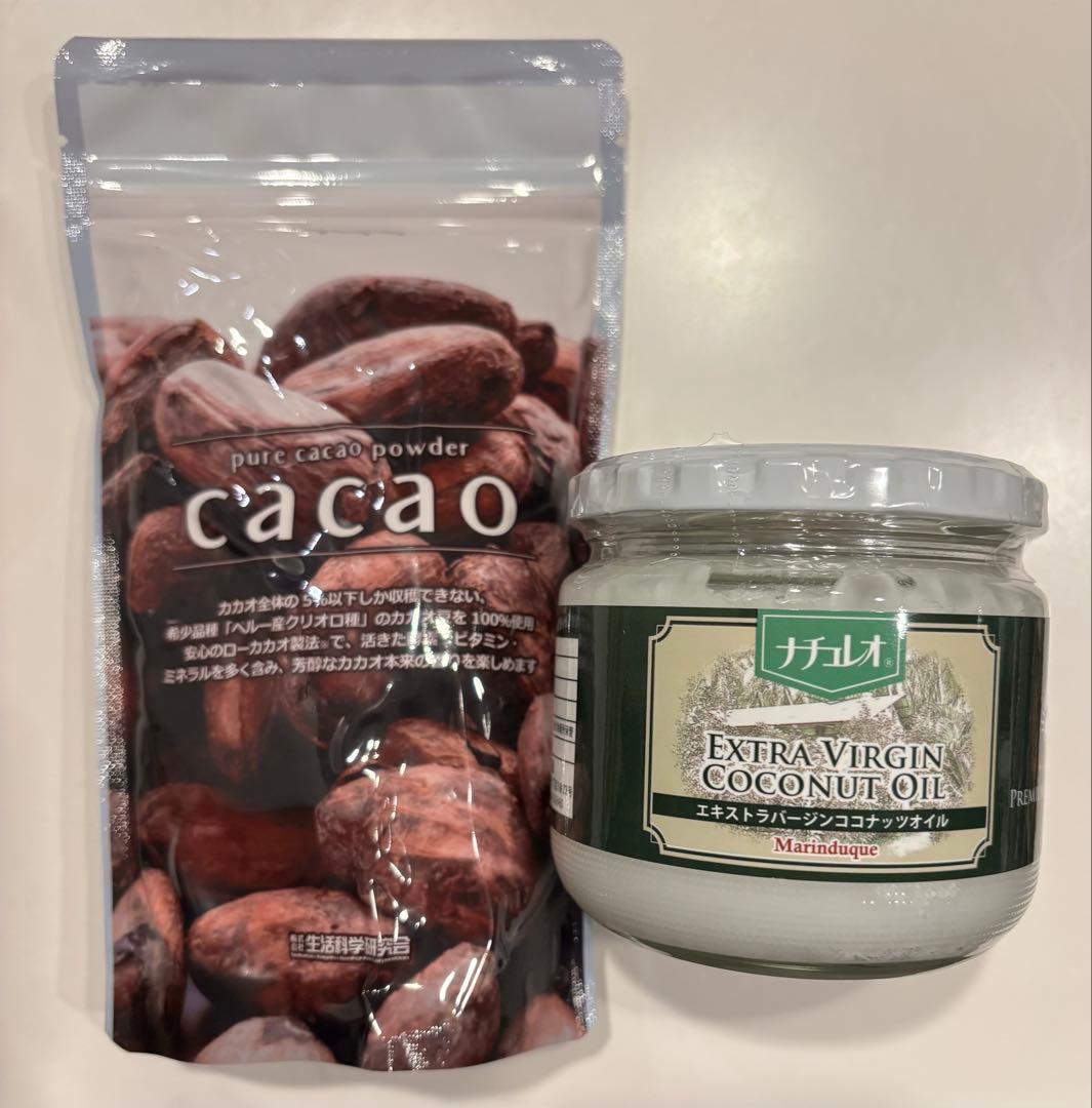 【人気セット】エキストラバージンココナッツオイル＋ピュアカカオパウダーセット