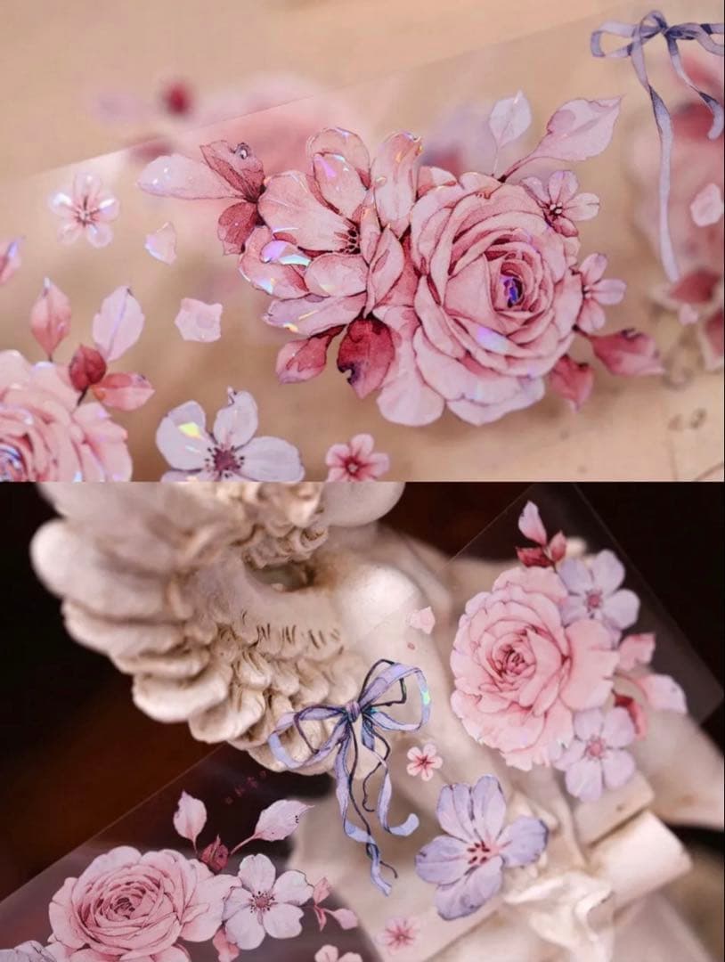 贝壳光 5.5cm×6m 朝雾 海外マスキングテープ 海外マステ　花