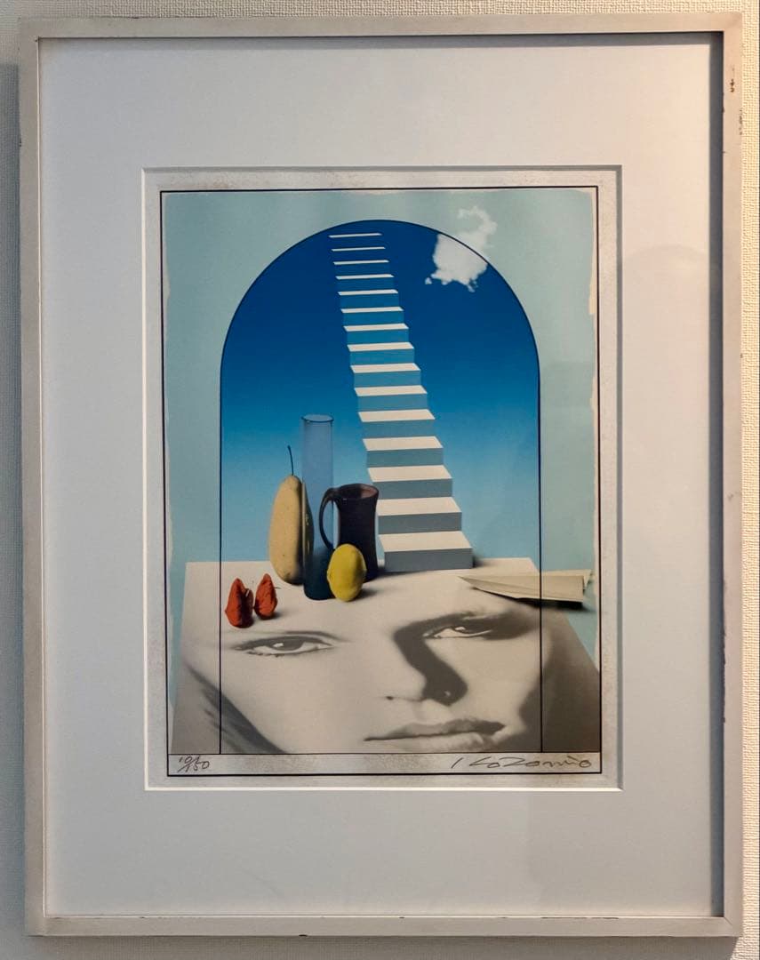 三尾公三 シルクスクリーン 版画 超現実的構図 額装 #101