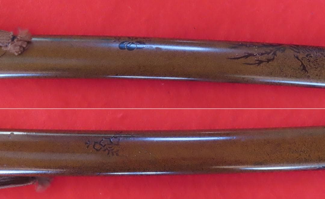 金地塗り鳳凰鞘脇差拵え（蒔絵・刀）