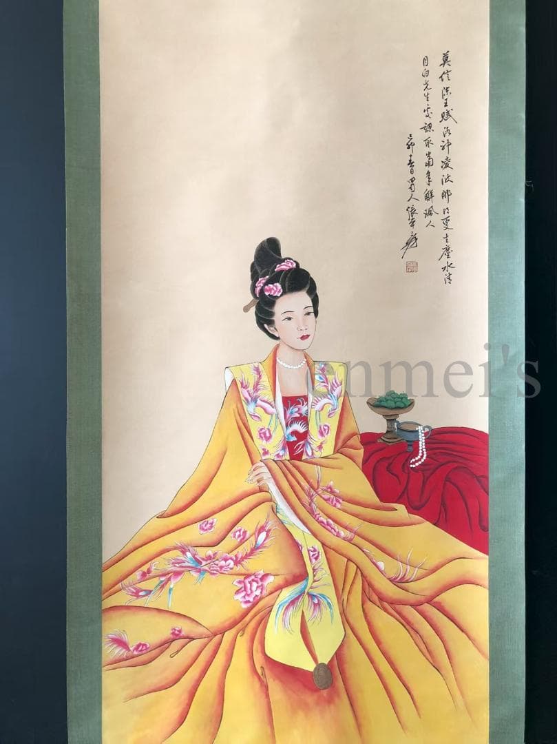 中国古美術・四尺仕女掛軸・国画・張大千印款・書道品・茶道・賞物・珍品画・肉筆