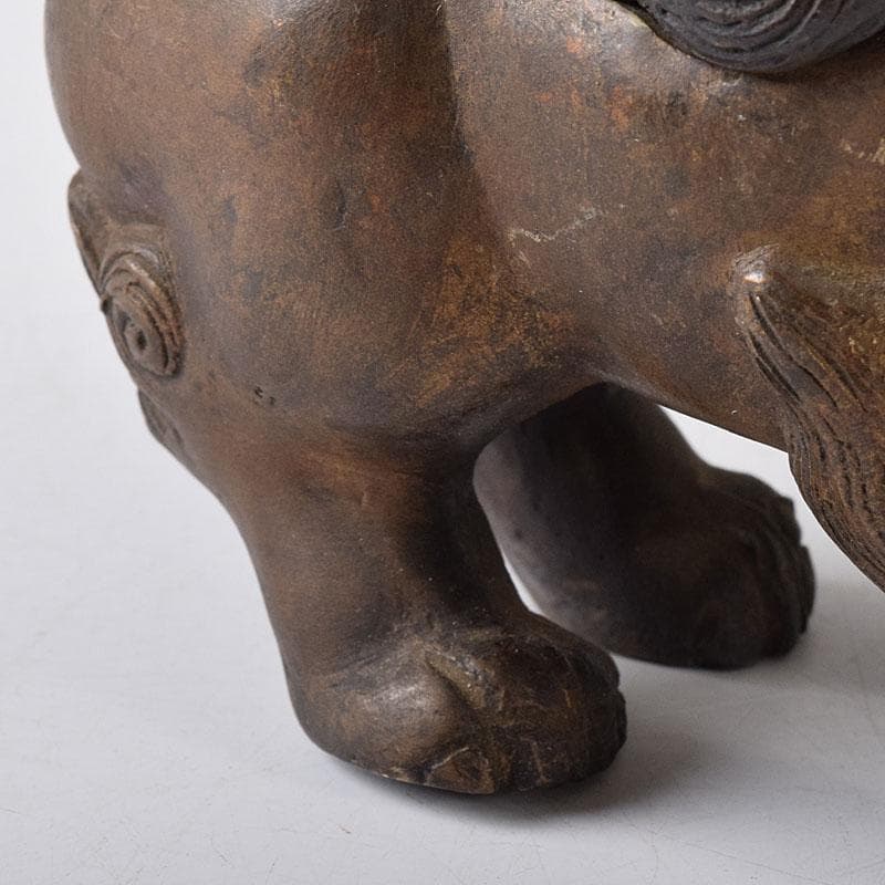 時代金工　古銅　獅子香合　時代箱　V　R8303