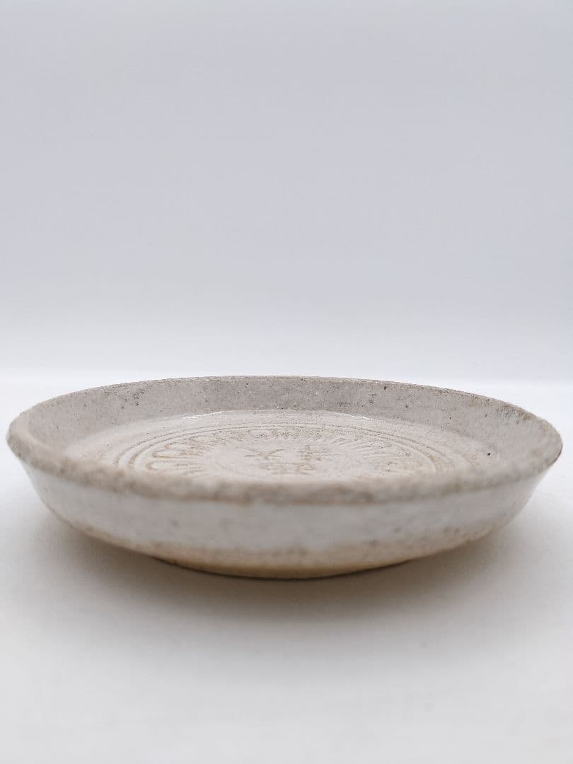 c384 銘々皿 寺瓦紋 赤虜焼 5枚 昭和時代 紙箱 茶道具