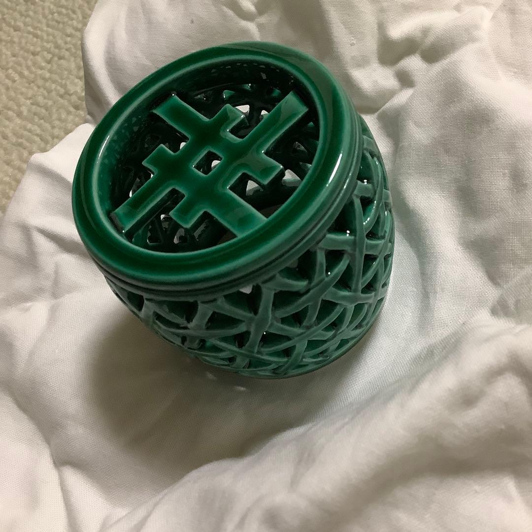 茶道具　蓋置　中村翠嵐作　浅黄交趾