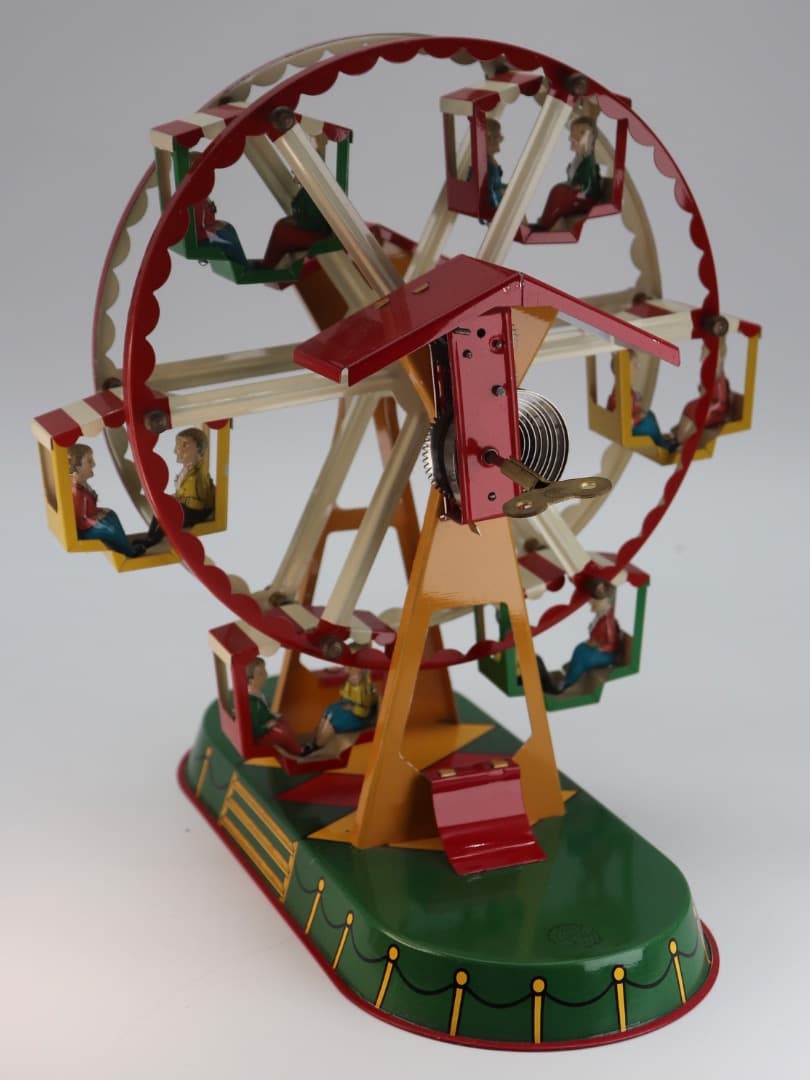 レアアイテム T＆W ドイツ製クロックワーク駆動、ブリキ製観覧車 約22cm