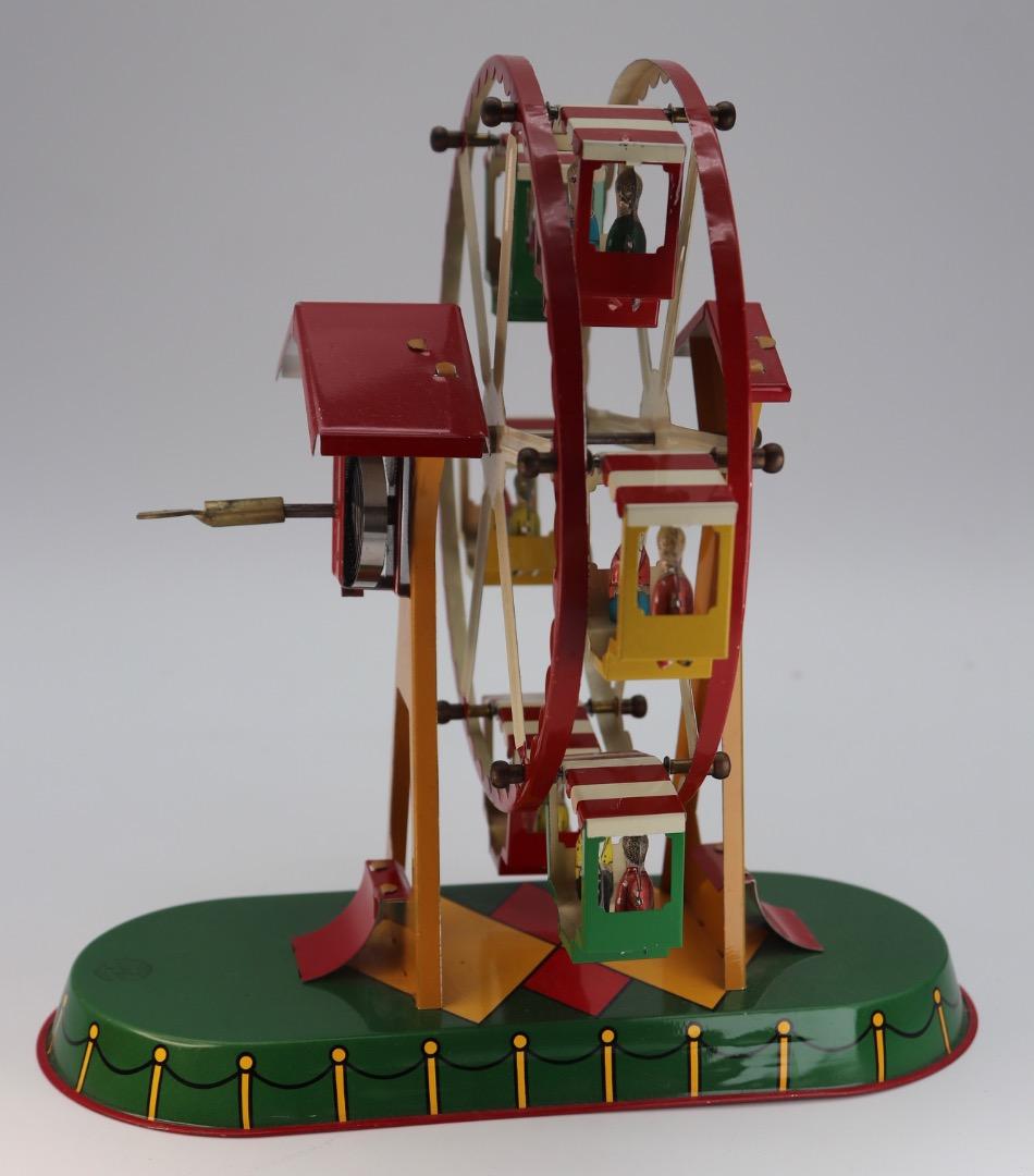 レアアイテム T＆W ドイツ製クロックワーク駆動、ブリキ製観覧車 約22cm