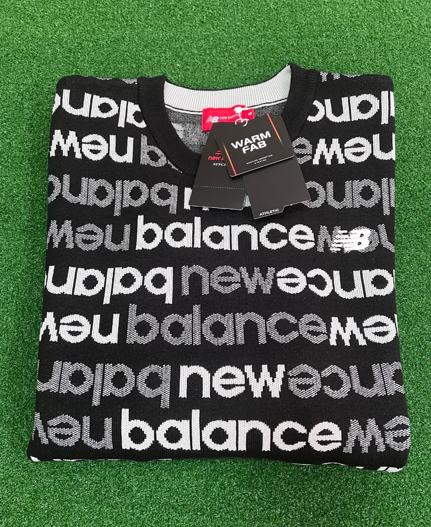 New Balance　アップサイドダウンロゴボーダー　 吸湿発熱 ニット【L】