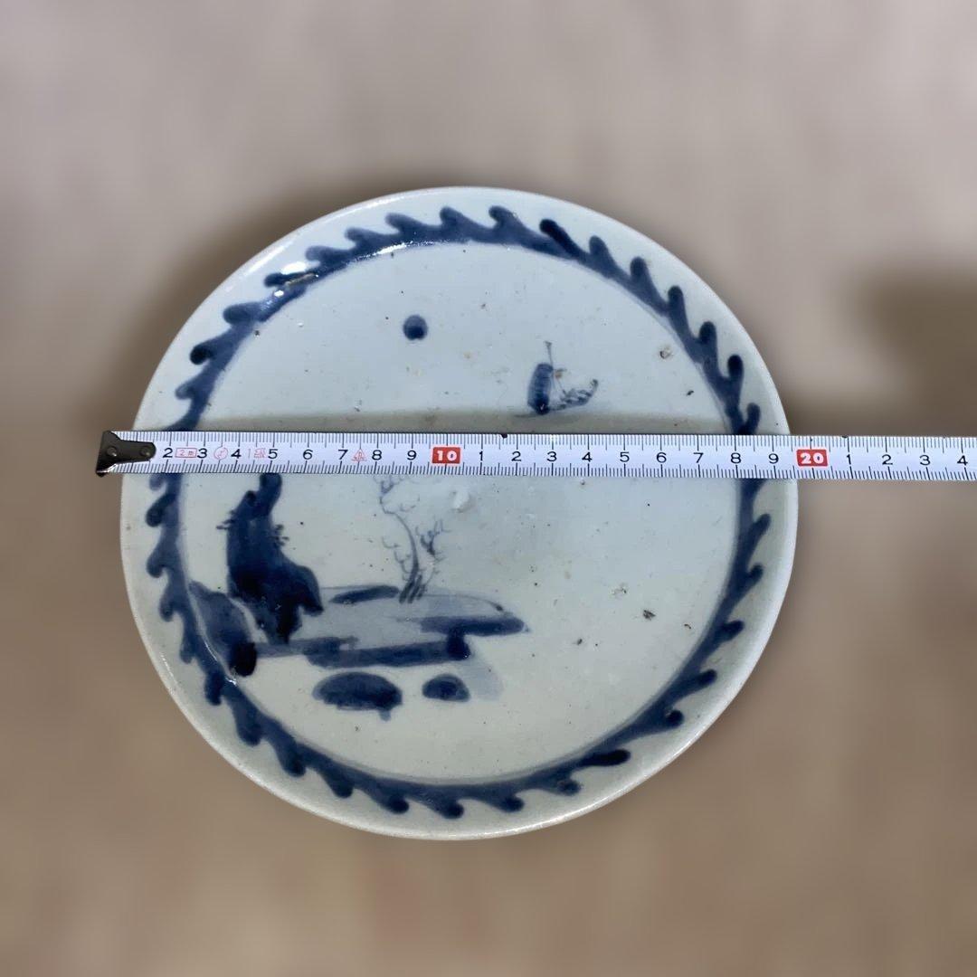 初期伊万里　皿　山水舟図