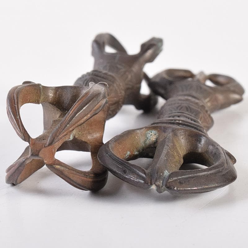 チベット密教法具　古銅　独鈷杵　三鈷杵　五鈷杵　玉石数珠　5点　G　R7765