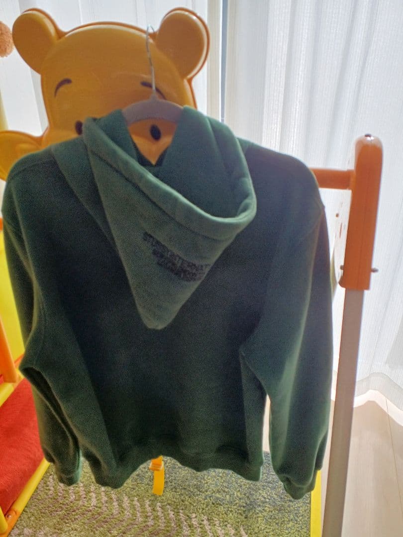 Stussy刺繍ロゴ入り　グリーンフード付パーカーM