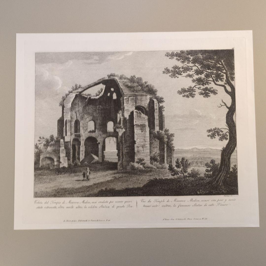 19世紀 ローマ建築 ミネルウァ神殿 アンティーク版画
