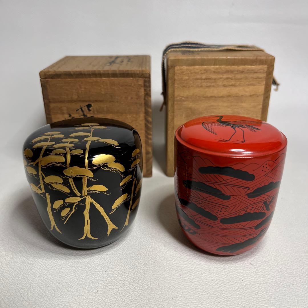 お稽古茶道具　蒔絵中棗と曙棗