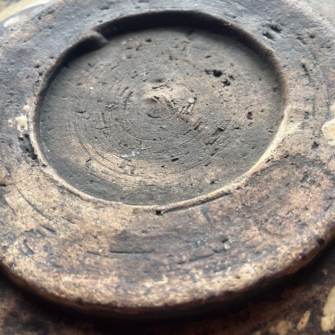 馬の目皿 石皿 古瀬戸 幕末 皿 古丹波 馬の目皿 鉄絵 白化粧 渦巻文 大皿