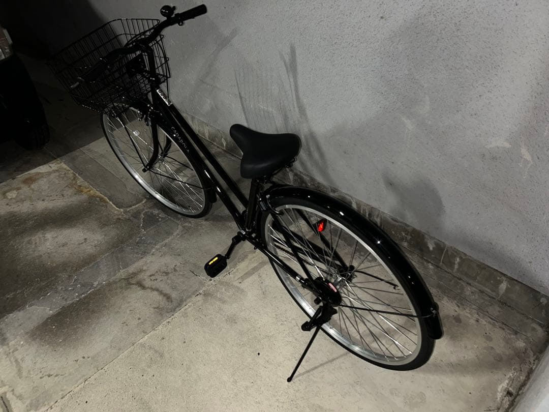 【ダースー】黒いシティサイクル 27インチ 前バスケット付き