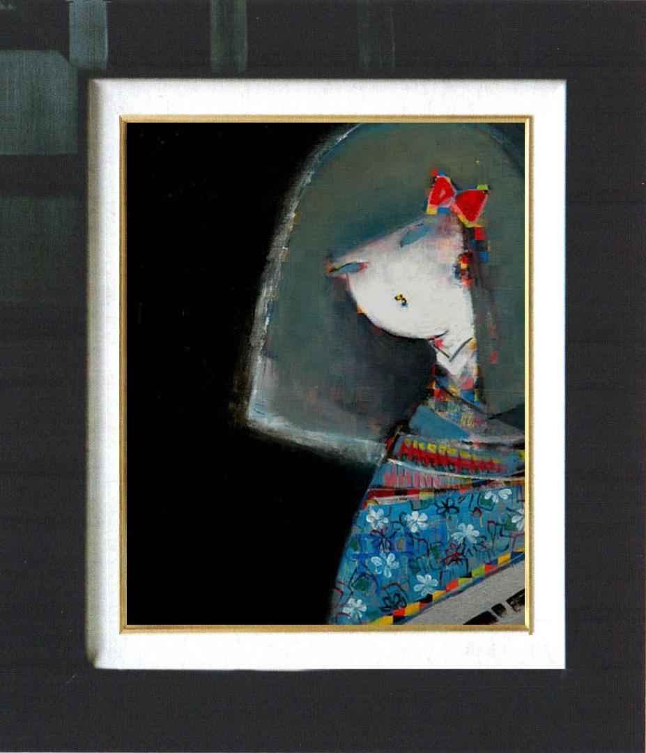 油絵 菅家令子 絵 絵画 インテリア F6-083111 市松人形 少女