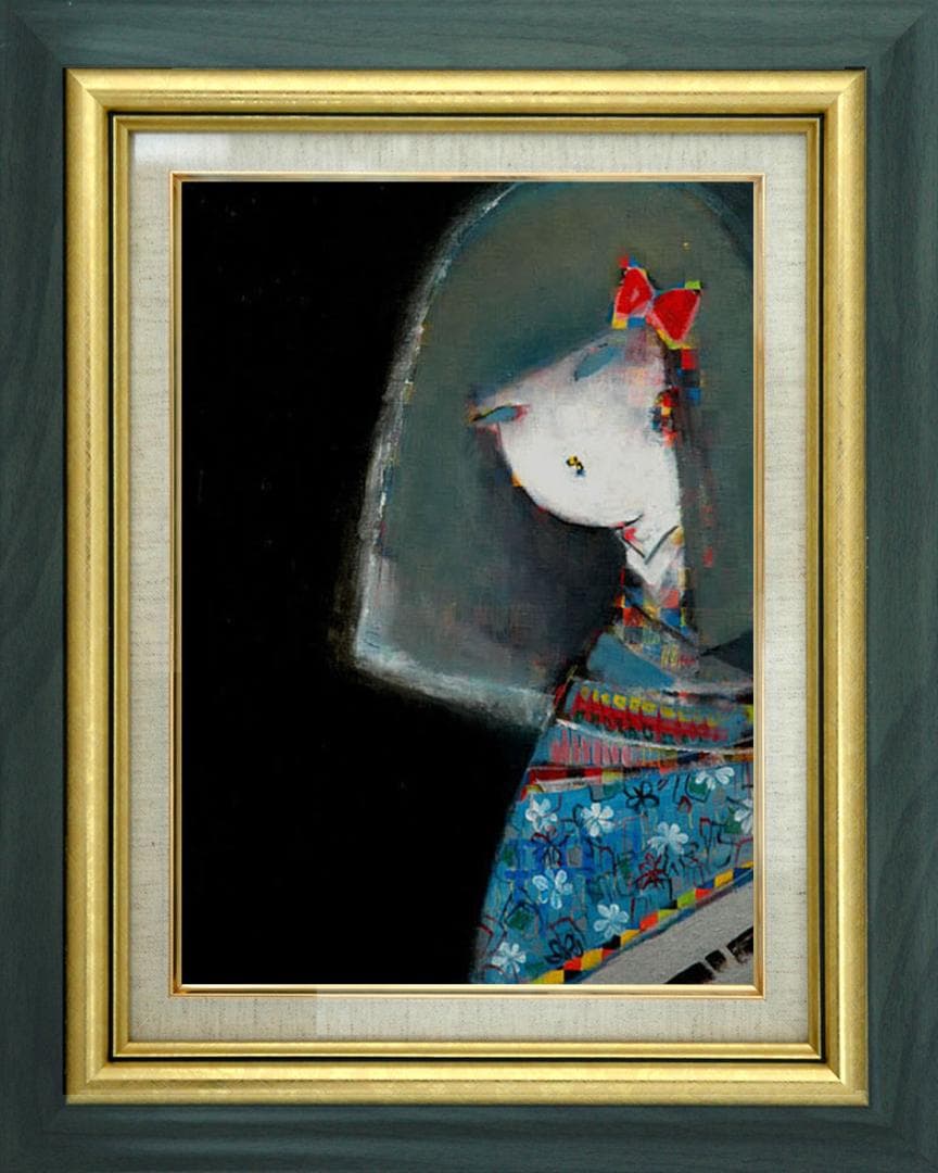 油絵 菅家令子 絵 絵画 インテリア F6-083111 市松人形 少女