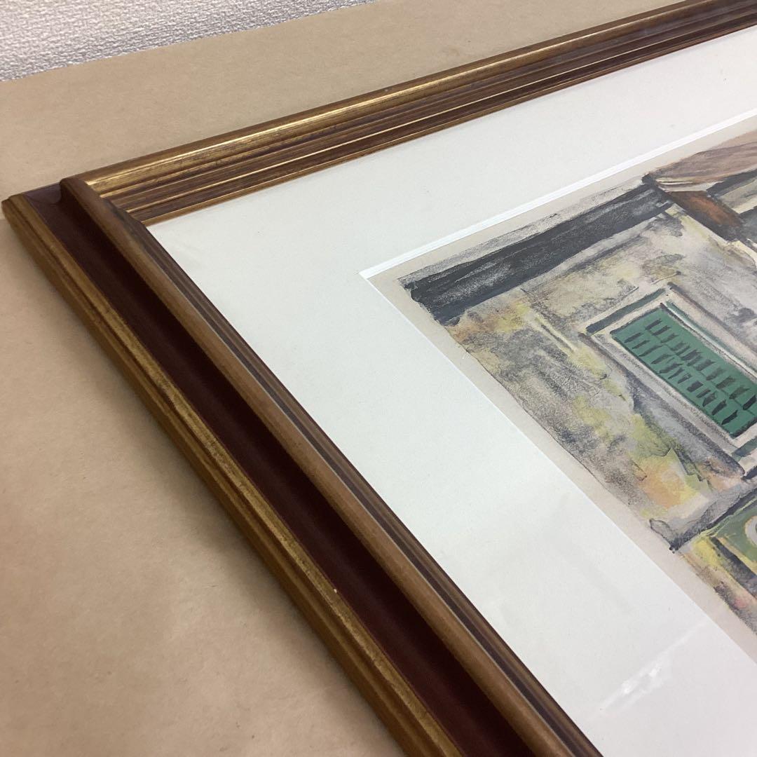 荻須高徳「金獅子亭」リトグラフ 128/150 直筆サイン入り 額装