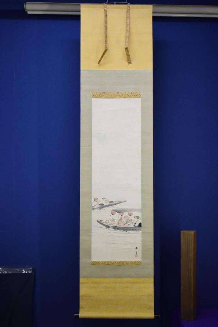 真作/大原呑舟/屋形船図/布袋屋掛軸HH-705