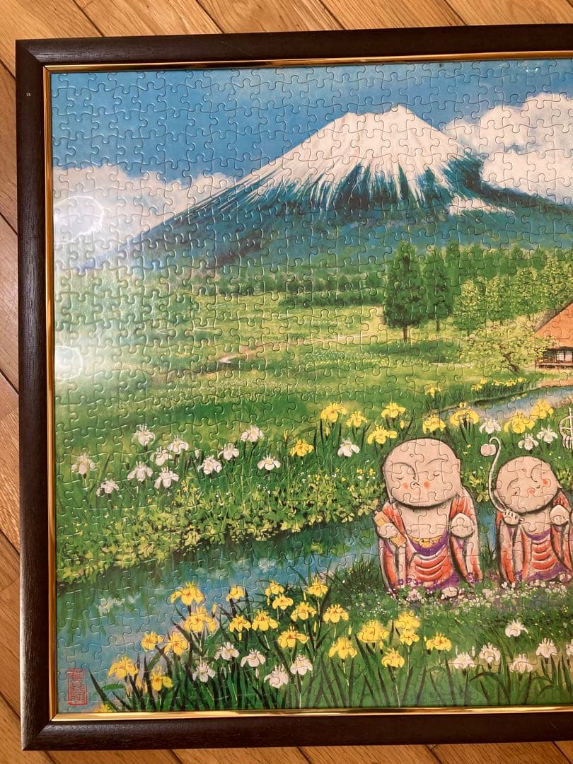 千P⑩富士山六地蔵　ジグソーパズル　木額54×79㎝　完成品　美品
