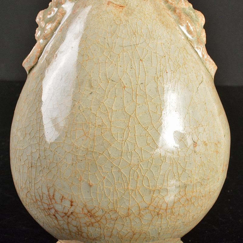 中国　耀州窯　青磁　双耳瓶　C　R6659