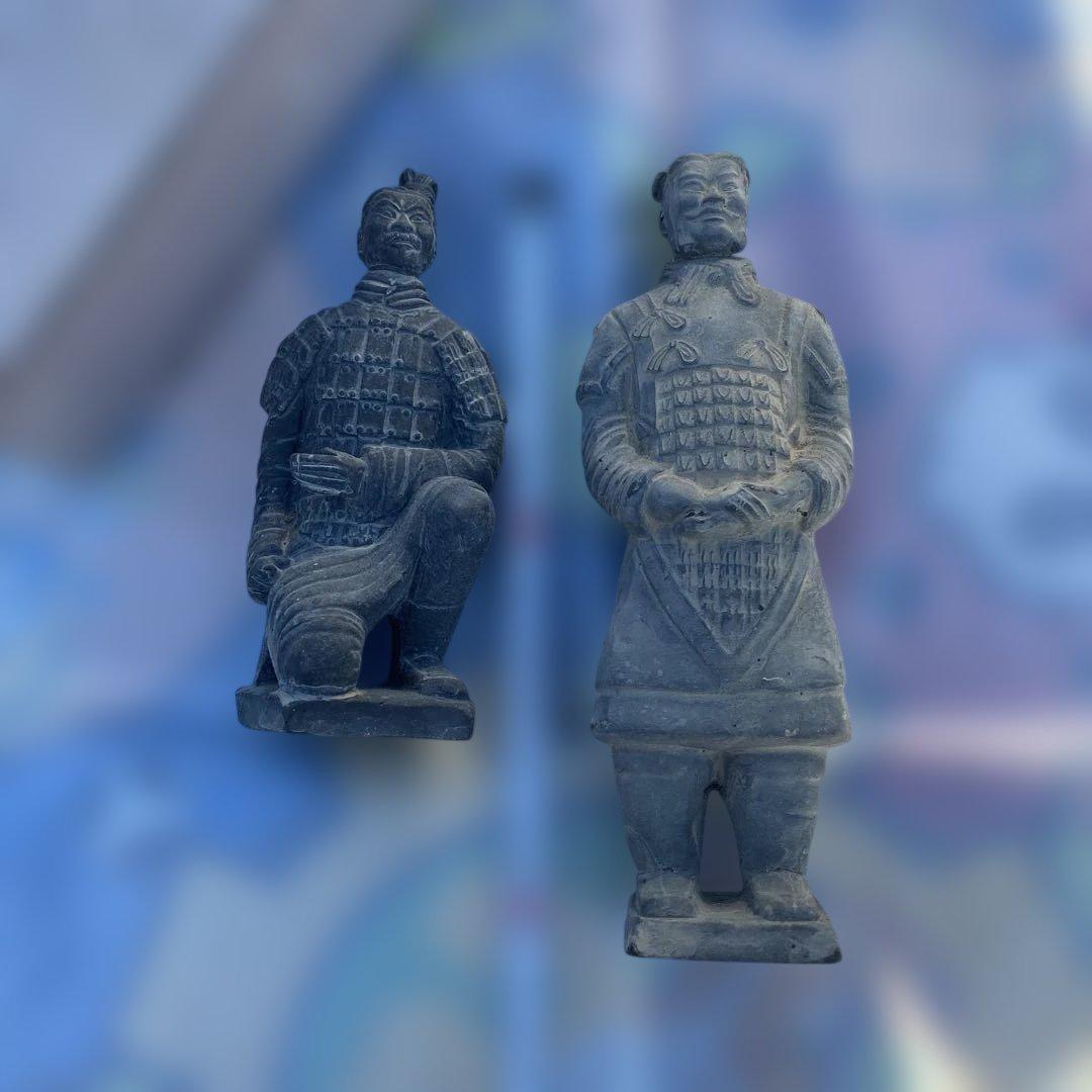 中国古代兵士像 置物 2体セット