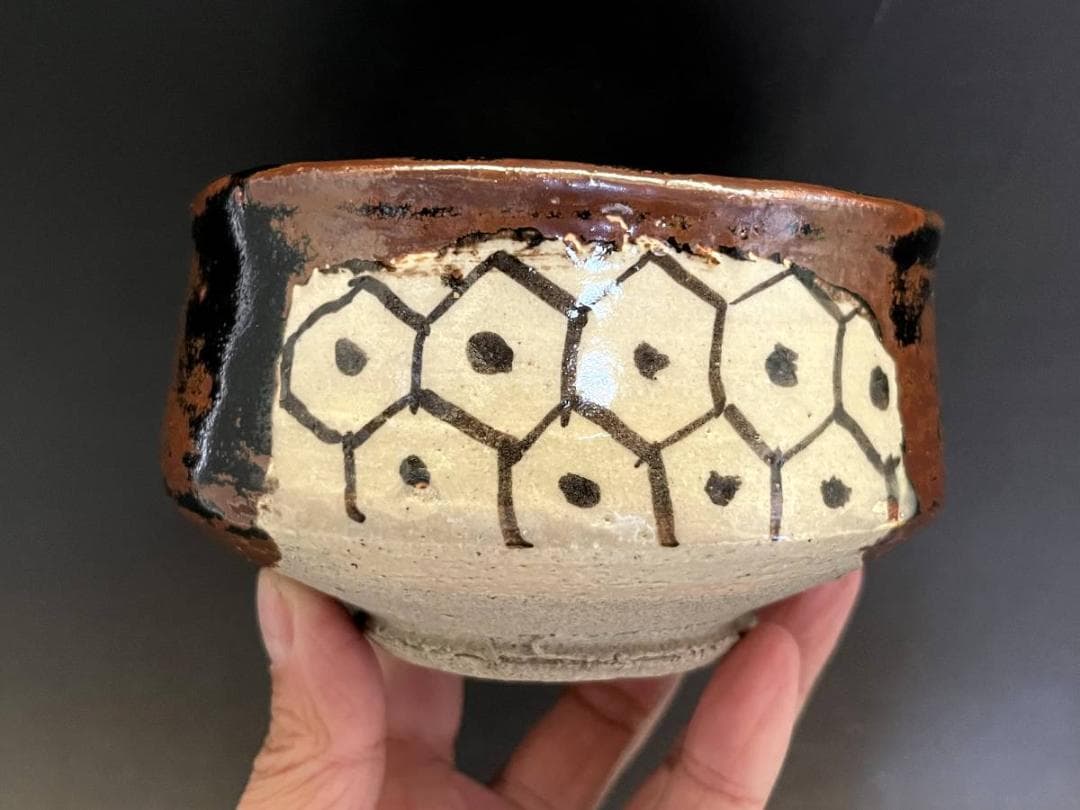 茶碗■魯山人先生作 絵瀬戸茶碗 黒田陶々庵極箱 北大路魯山人 茶釉 骨董品 上物