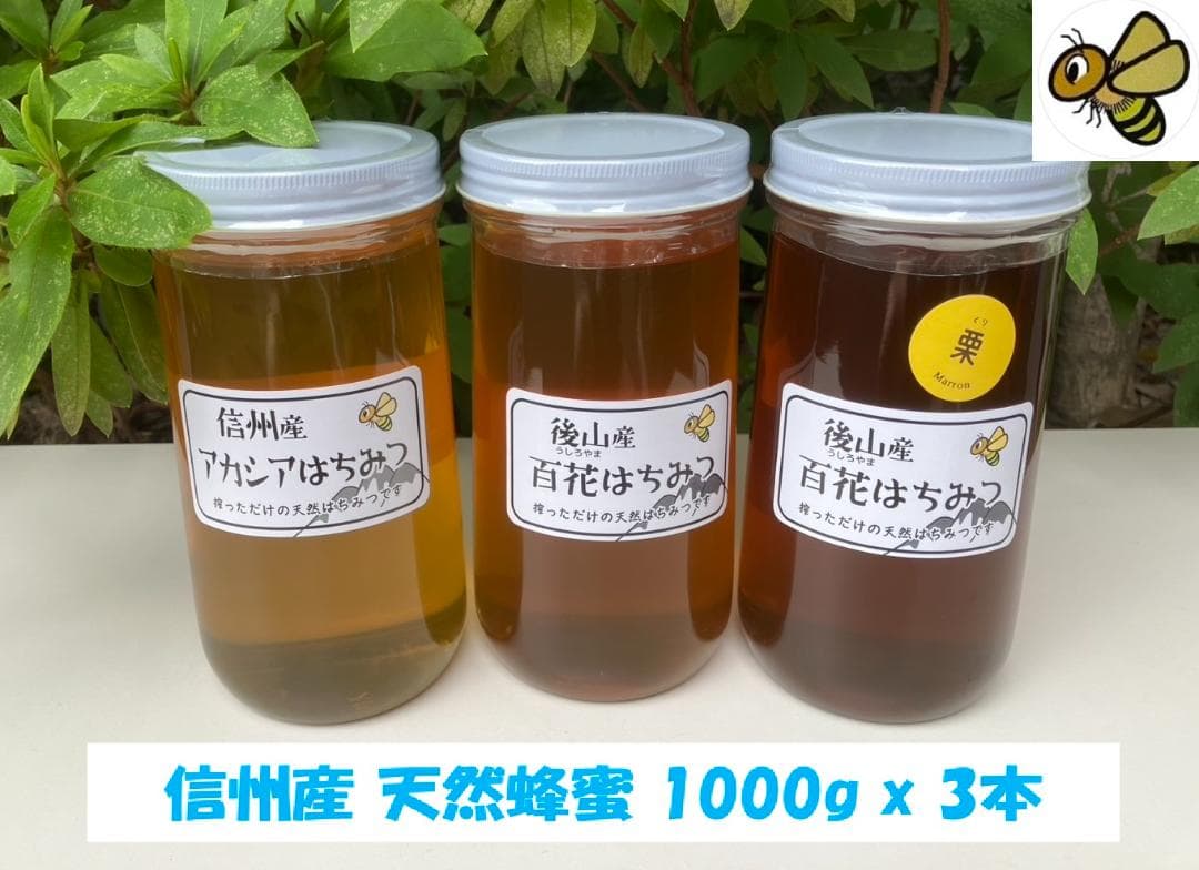 国産蜂蜜 1000g 3種 はちみつ アカシア 百花 栗蜜 セイヨウミツバチ