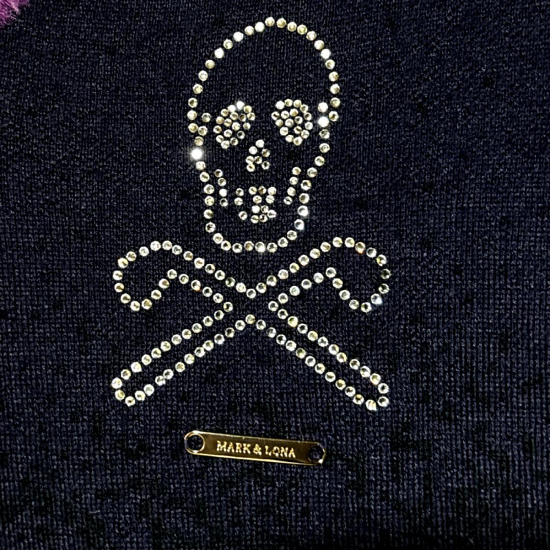 マークアンドロナ Vネック ニット MARK & LONA スカル 素材切替